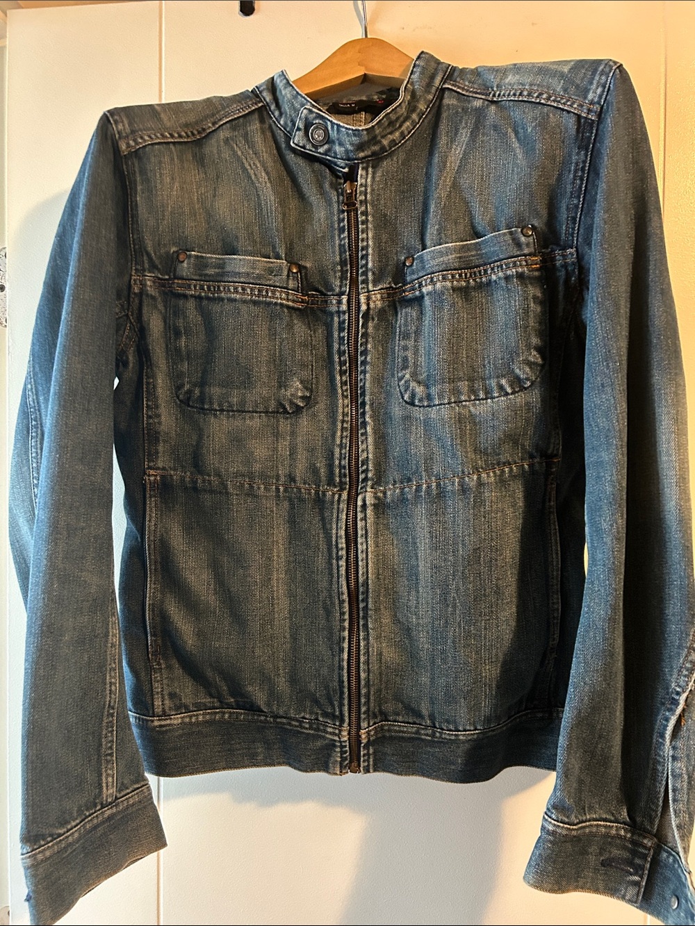 Diesel Medium Washed Blue Denim Jacket with Brand Patch